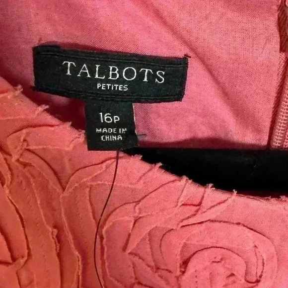 Talbots Sheath Flower Embroidered Peach Dress Size 16P - Picture 4 of 15